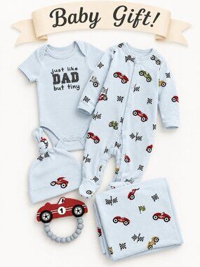NWT Baby Essentials 5 Piece Baby Boy Gift Set | Bamboo Viscose | Onesie, Sleeper